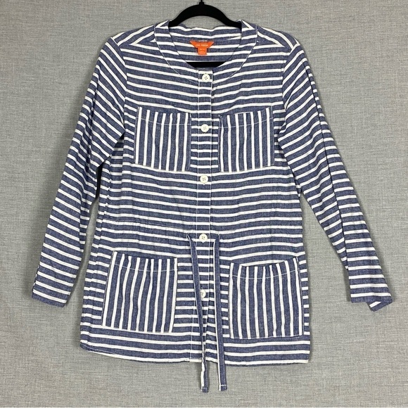 Joe Fresh Linen Blend Shirt Sz XS Long Line Button Up with Drawstring Waist - Picture 9 of 9